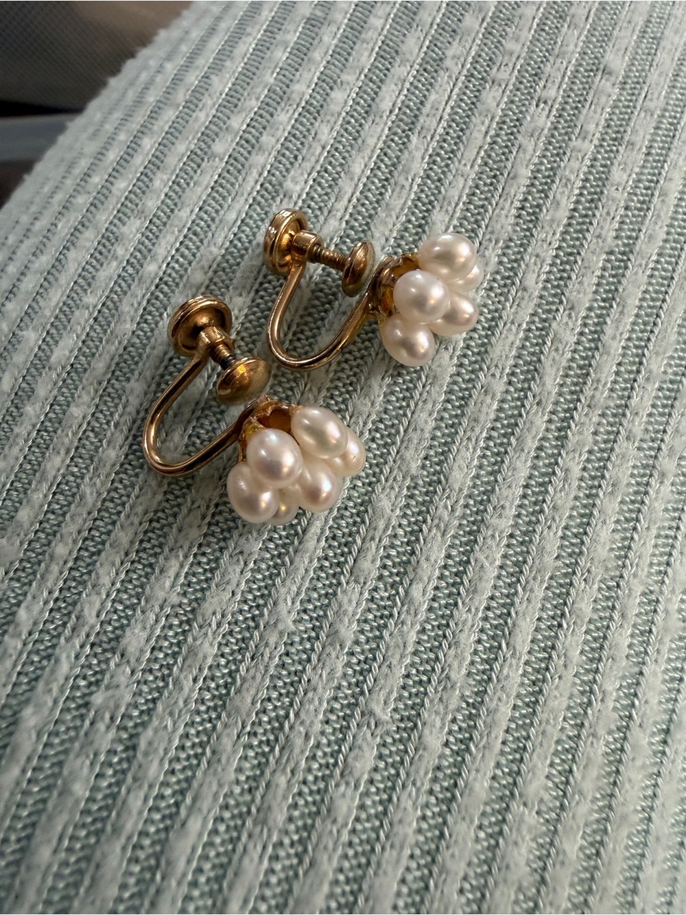 Vintage 12k Gold Filled Pearl Screw Back Earrings